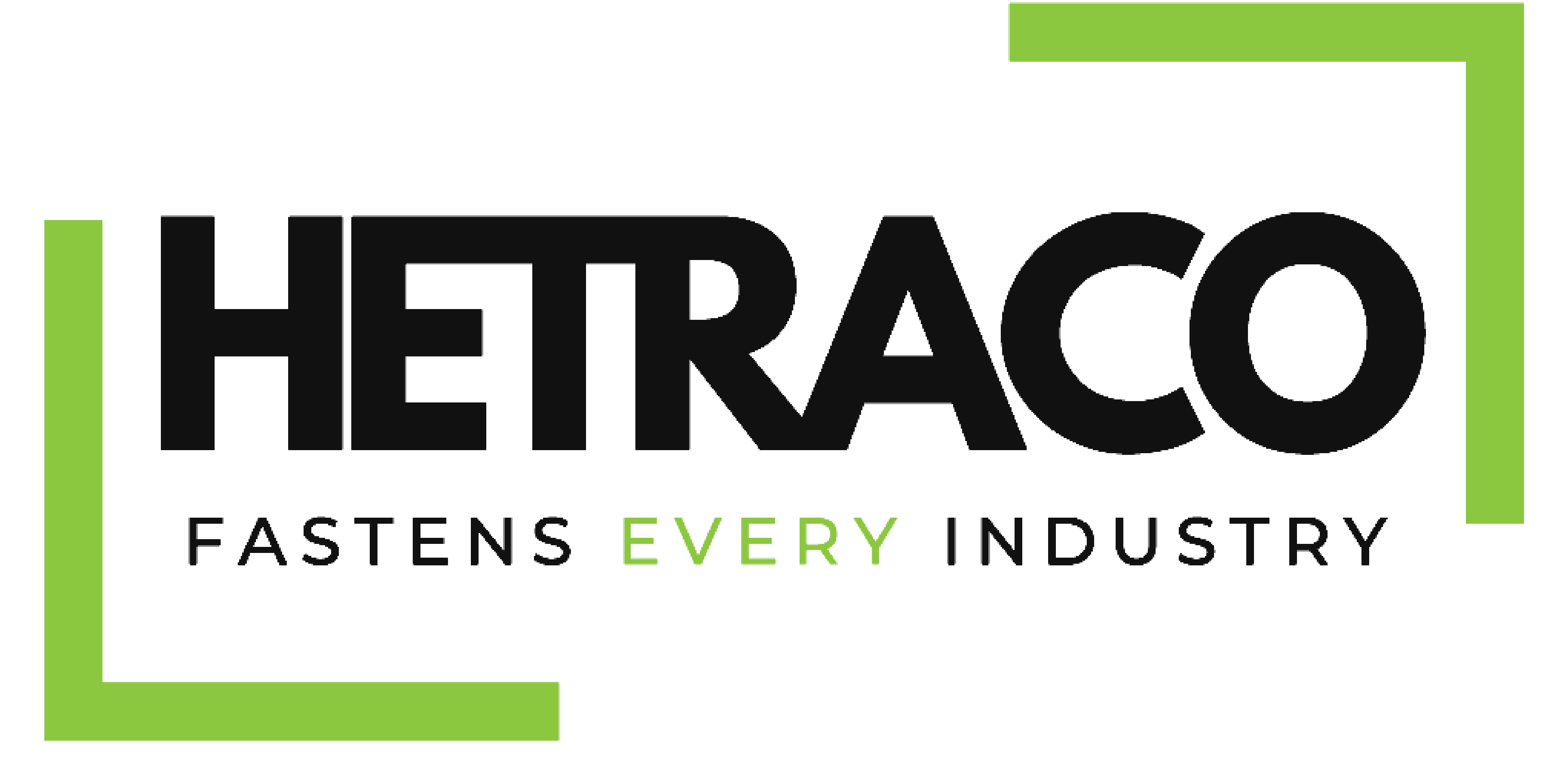 Hetraco wordmark with Fastens every industry statement